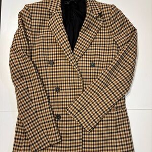 Zara Checkered Tan and Black Blazer